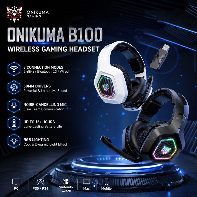 Gaming Console Amazon - ONIKUMA B100 Wireless Gaming Headset 2.4GHz