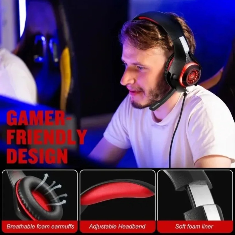 LED Gaming Headphones with Mic - Gaming Console Headset ulasan dan harga