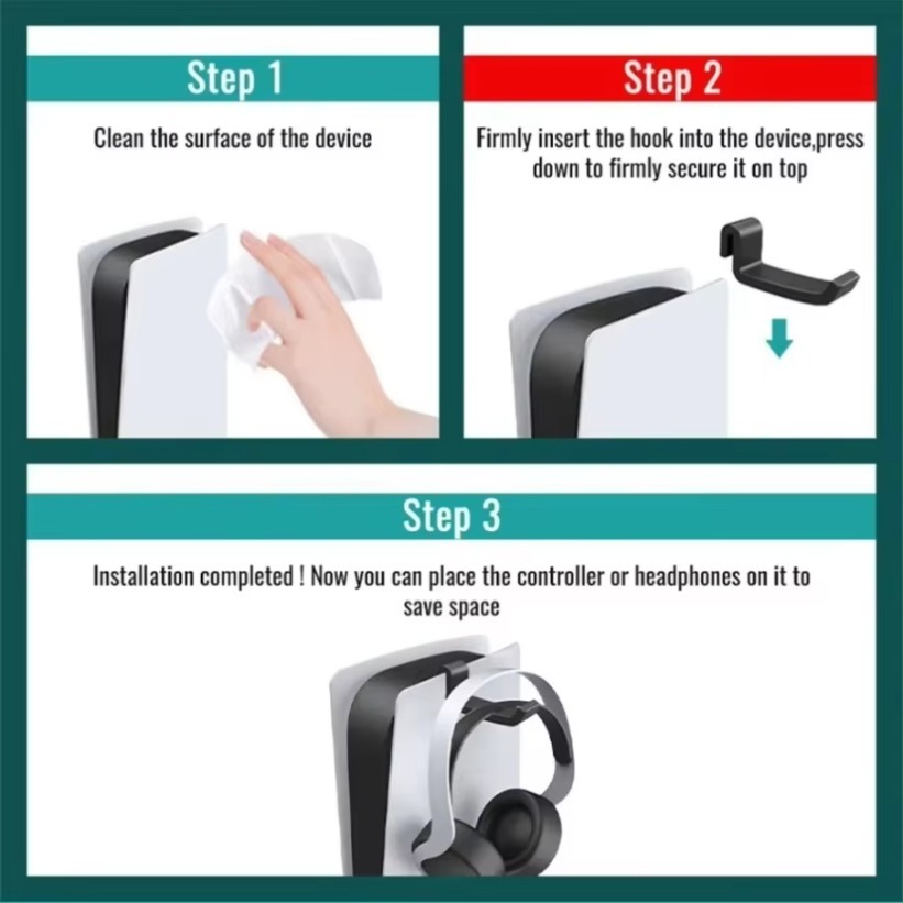 2PCS Headphone Hook Holder PS5 - Gaming Console Apple ulasan dan harga
